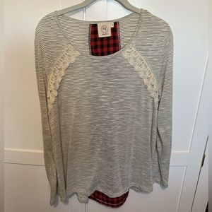 Boutique Striped/Buffalo plaid top